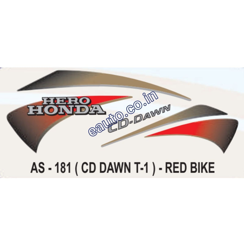 Graphics Sticker Set for Hero Honda CD Dawn | Type 1 | Red Vehicle