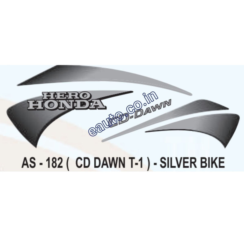 Graphics Sticker Set for Hero Honda CD Dawn | Type 1 | Silver Vehicle