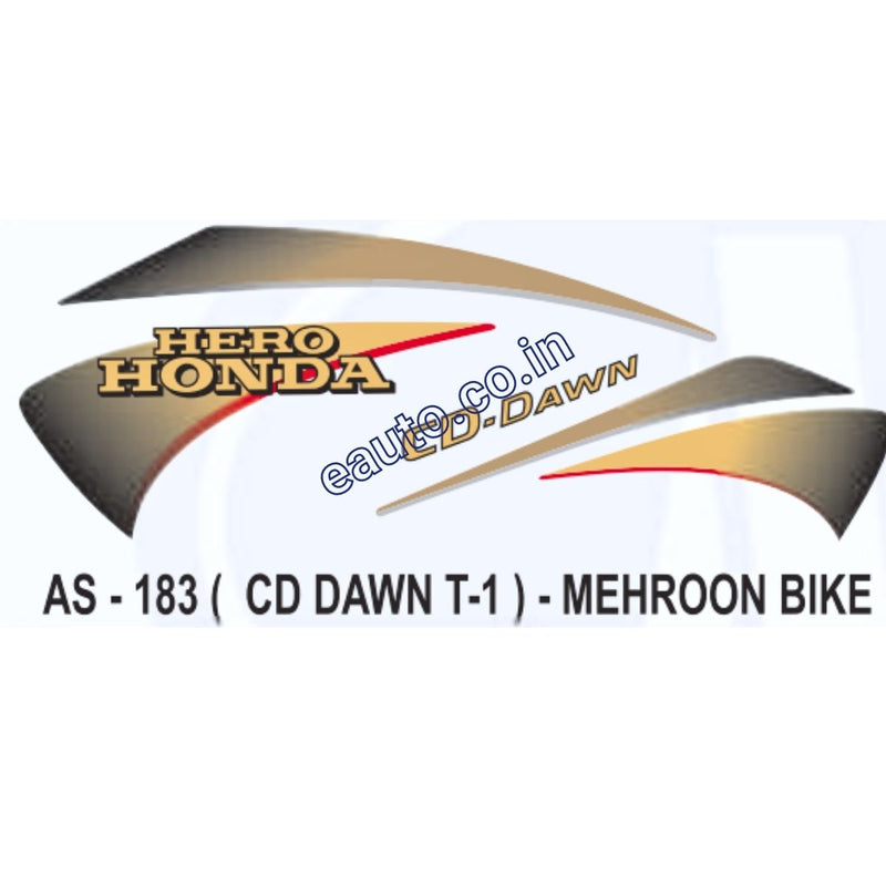Graphics Sticker Set for Hero Honda CD Dawn | Type 1 | Mehroon Vehicle
