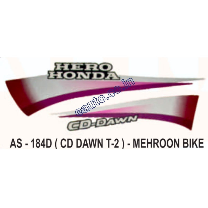 Graphics Sticker Set for Hero Honda CD Dawn | Type 2 | Mehroon Vehicle