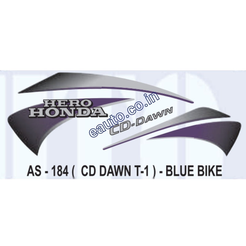 Graphics Sticker Set for Hero Honda CD Dawn | Type 1 | Blue Vehicle