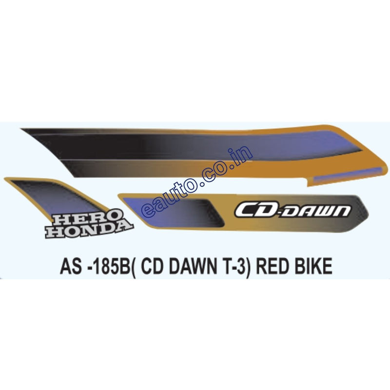 Graphics Sticker Set for Hero Honda CD Dawn | Type 3 | Red Vehicle
