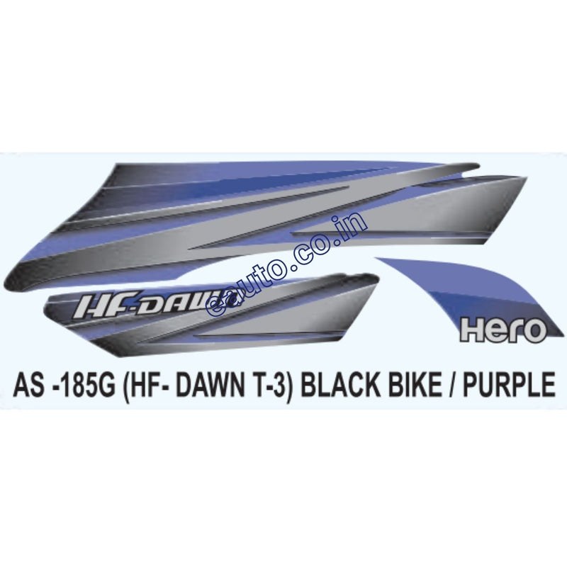 Graphics Sticker Set for Hero HF Dawn | Type 3 | Black Vehicle | Purple Sticker