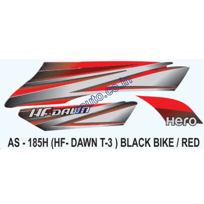 Graphics Sticker Set for Hero HF Dawn | Type 3 | Black Vehicle | Red Sticker