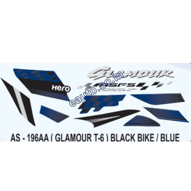 Graphics Sticker Set for Hero Glamour | Type 6 | ASFS | Black Vehicle | Blue Sticker