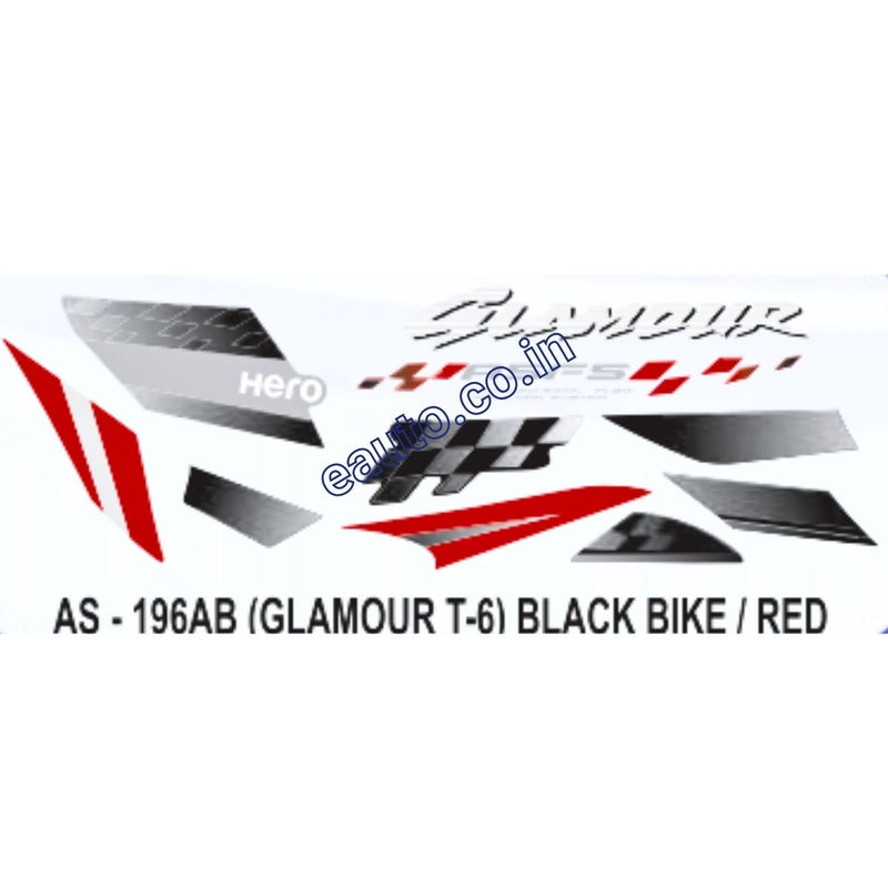 Graphics Sticker Set for Hero Glamour | Type 6 | ASFS | Black Vehicle | Red Sticker