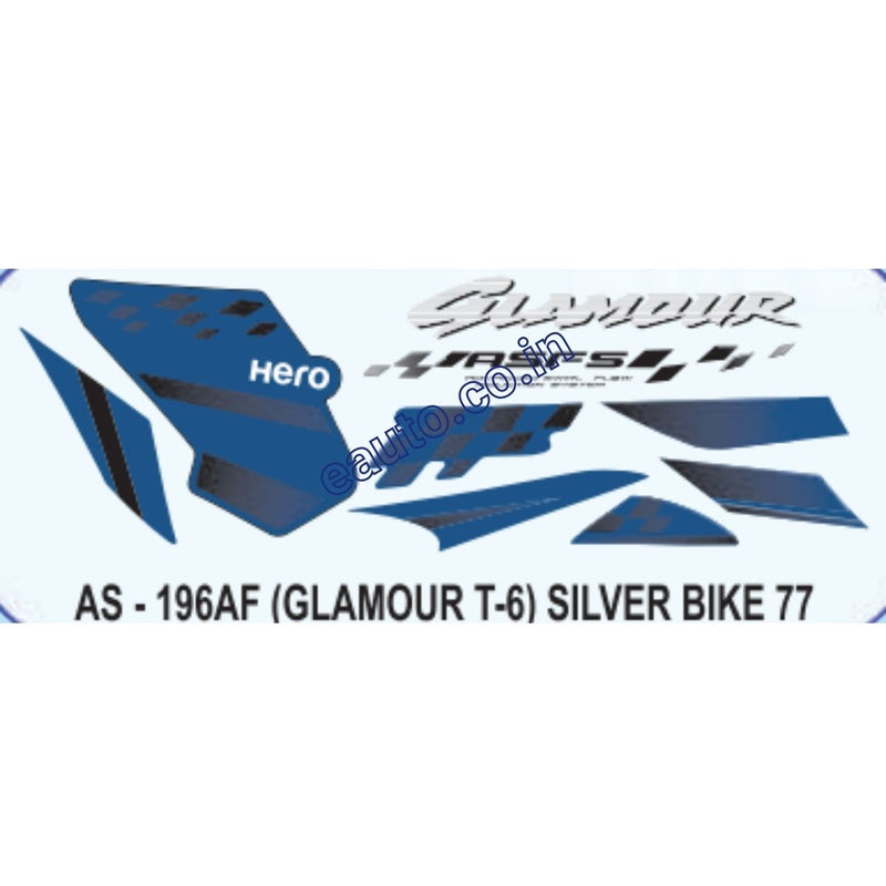 Graphics Sticker Set for Hero Glamour | Type 6 | ASFS | Silver Vehicle | Blue Sticker
