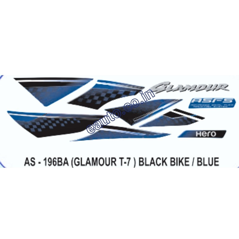 Graphics Sticker Set for Hero Glamour | Type 7 | ASFS | Black Vehicle | Blue Sticker