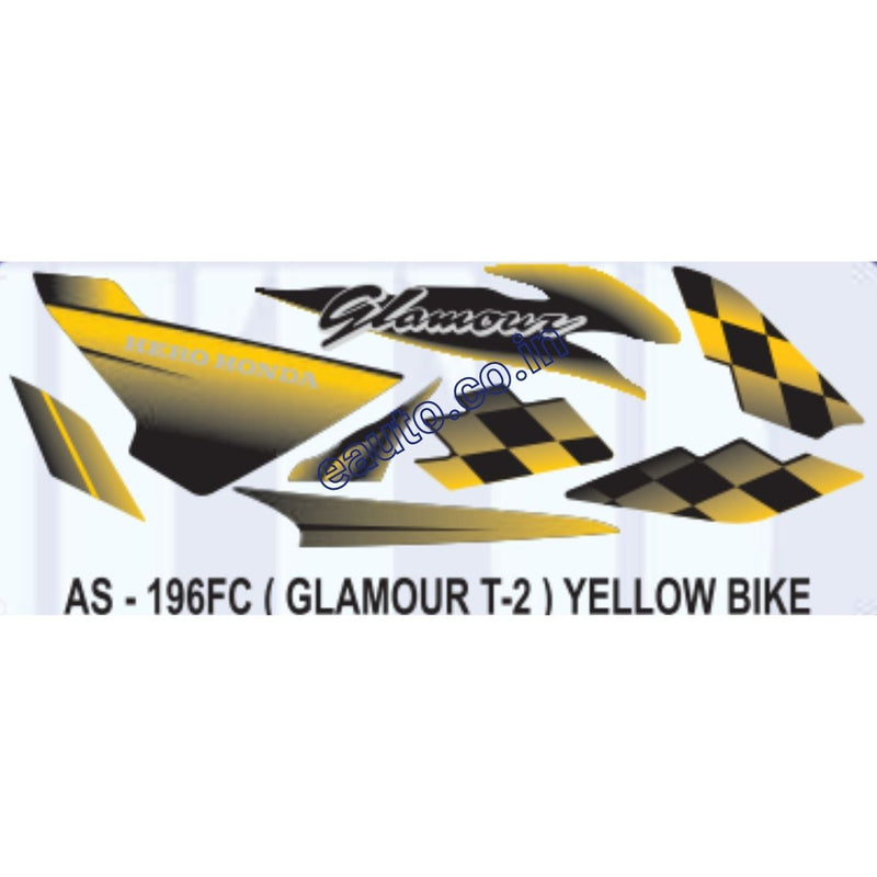 Graphics Sticker Set for Hero Honda Glamour | Type 2 | Yellow Vehicle