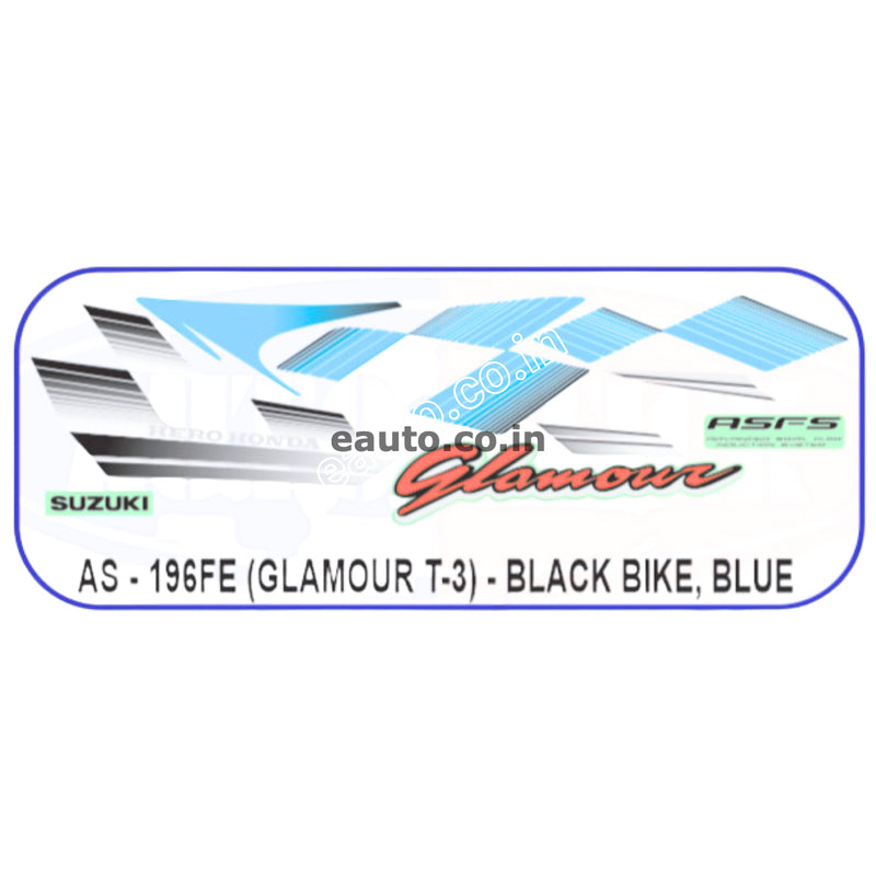 Graphics Sticker Set for Hero Glamour | Type 3 | ASFS | Black Vehicle | Blue Sticker