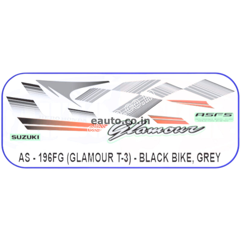 Graphics Sticker Set for Hero Glamour | Type 3 | ASFS | Black Vehicle | Grey Sticker