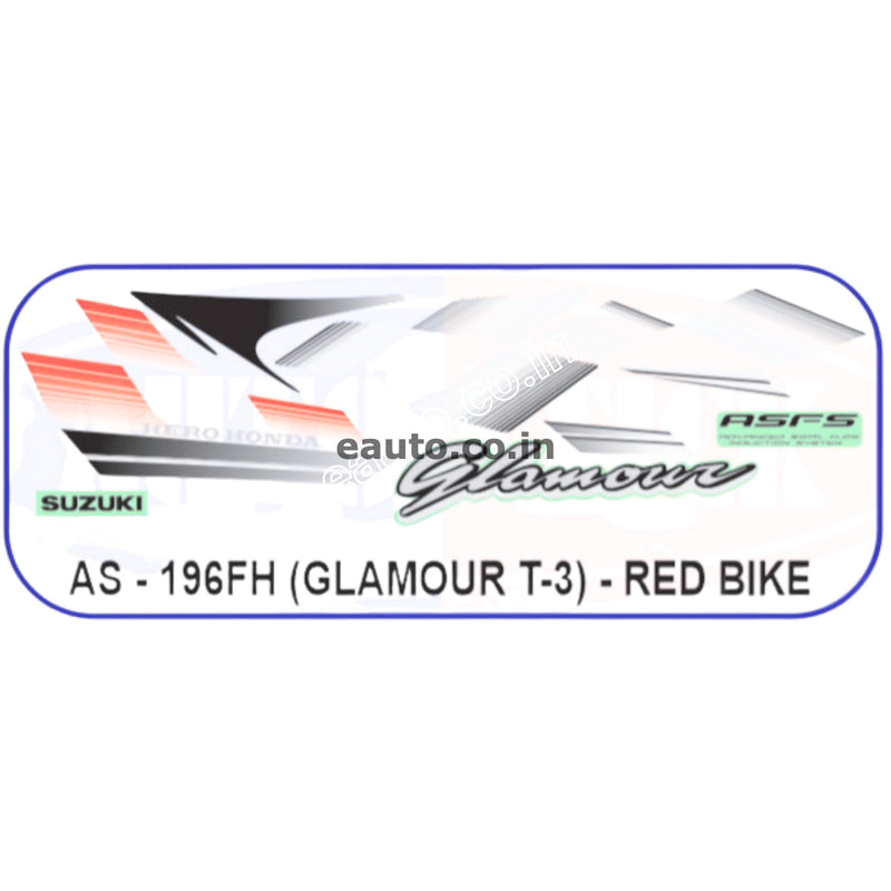 Graphics Sticker Set for Hero Glamour | Type 3 | ASFS | Red Vehicle