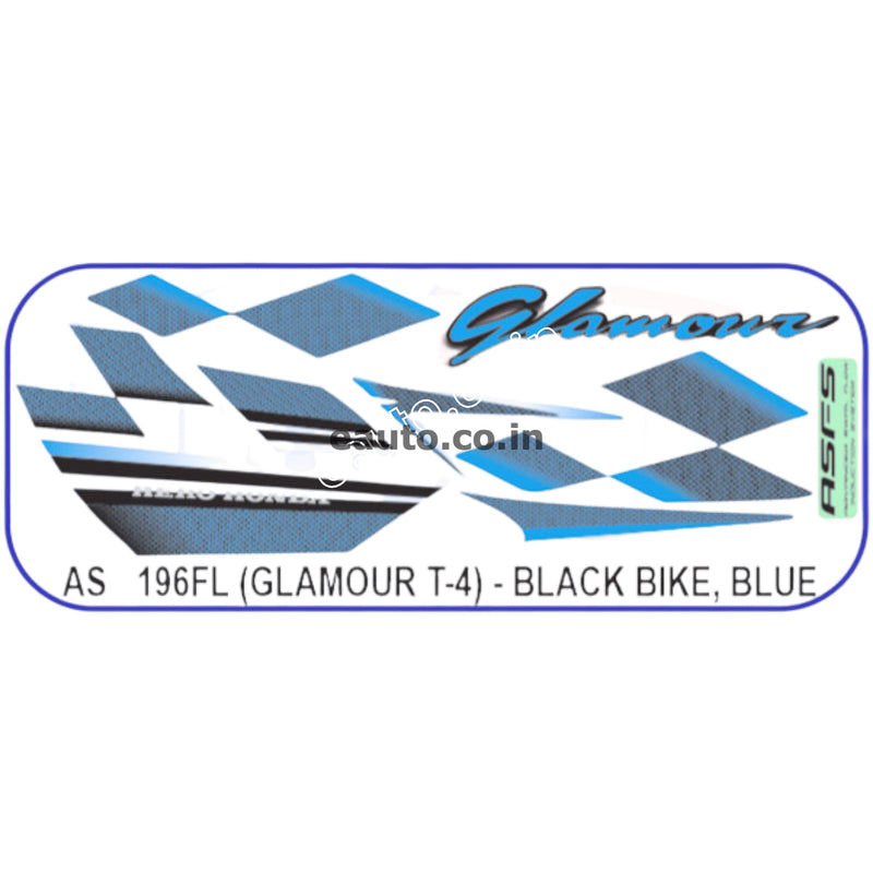 Graphics Sticker Set for Hero Glamour | Type 4 | ASFS | Black Vehicle | Blue Sticker