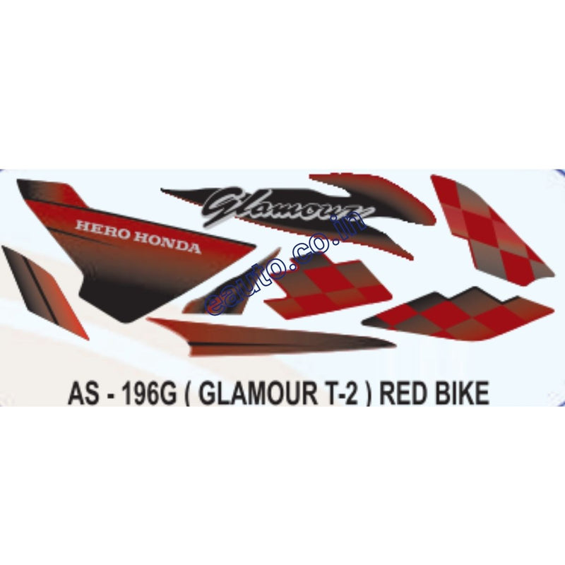 Graphics Sticker Set for Hero Honda Glamour | Type 2 | Red Vehicle