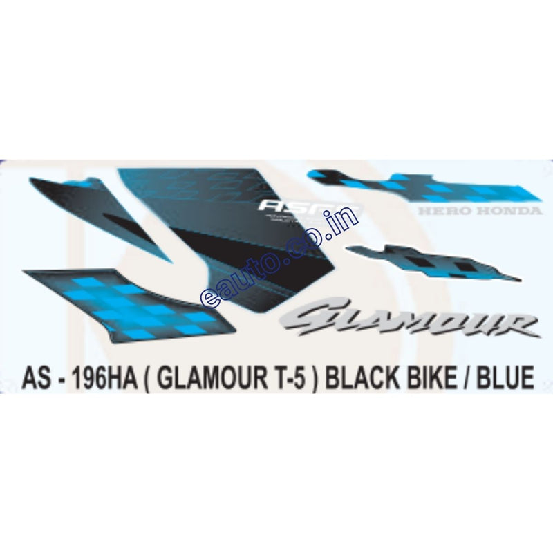 Graphics Sticker Set for Hero Glamour | Type 5 | ASFS | Black Vehicle | Blue Sticker