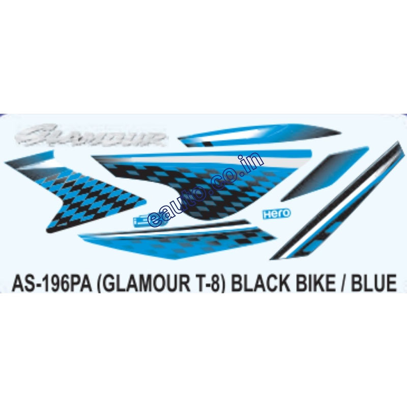 Graphics Sticker Set for Hero Glamour i3S | Type 8 | Black Vehicle | Blue Sticker