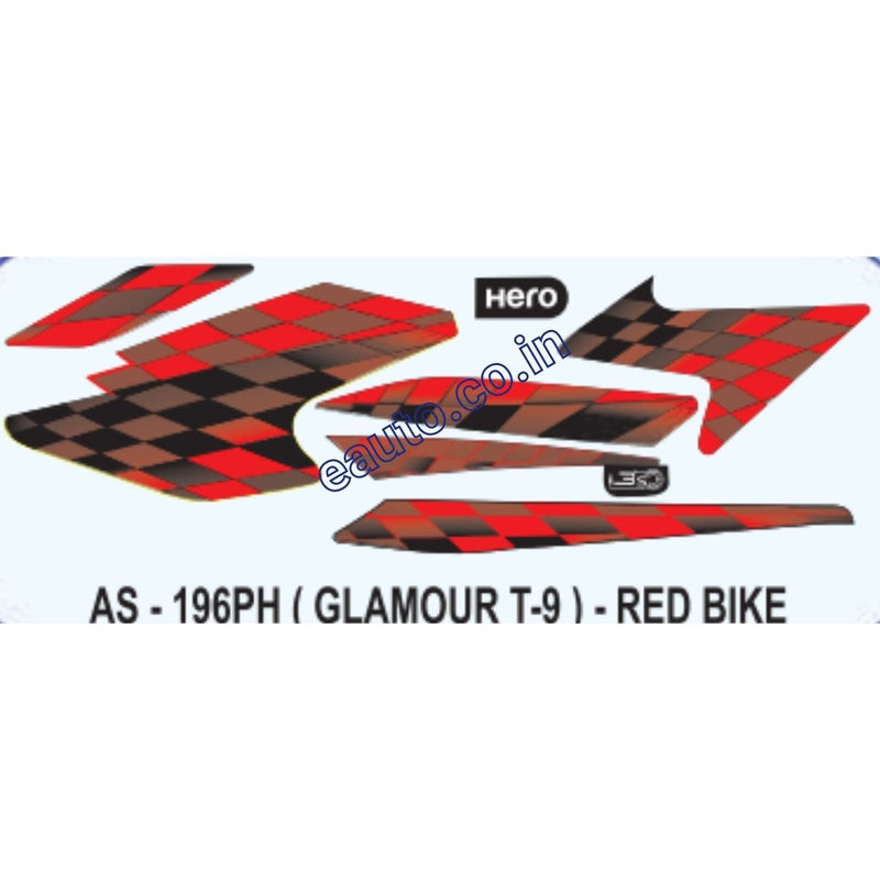 Graphics Sticker Set for Hero Glamour i3S | Type 9 | Red Vehicle