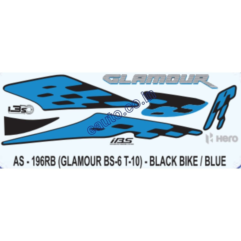 Graphics Sticker Set for Hero Glamour i3S BS6 | Type 10 | Black Vehicle | Blue Sticker