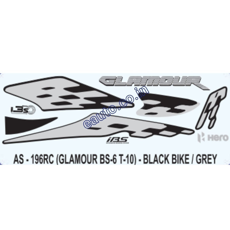 Graphics Sticker Set for Hero Glamour i3S BS6 | Type 10 | Black Vehicle | Grey Sticker