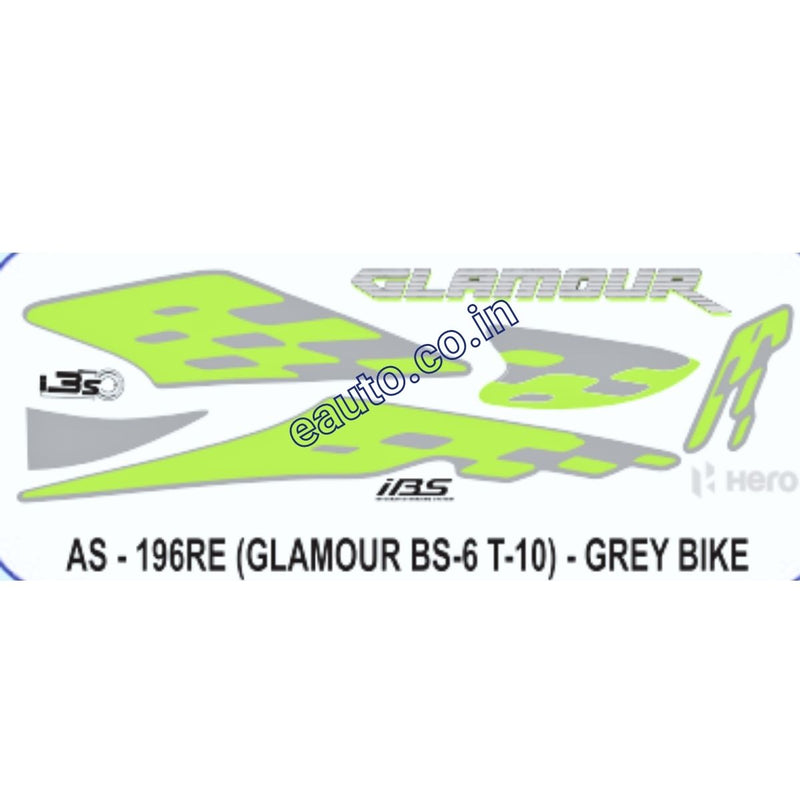 Graphics Sticker Set for Hero Glamour i3S BS6 | Type 10 | Grey Vehicle | Green Sticker