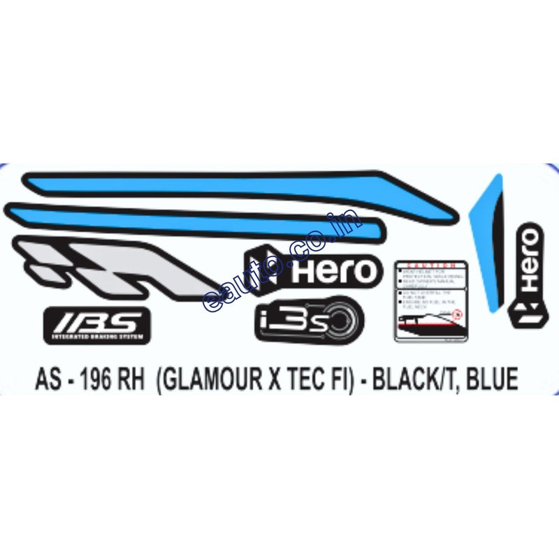 Graphics Sticker Set for Hero Glamour i3S | XTEC FI | Black & Blue Sticker