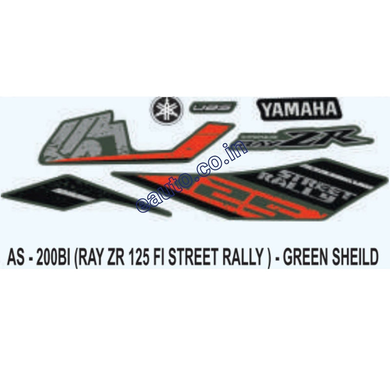 Graphics Sticker Set for Yamaha Ray ZR 125 FI | Street Rally | Green Shield Vehicle | Red Sticker