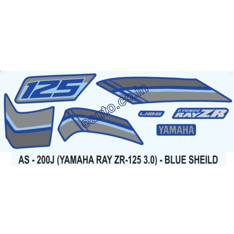 Graphics Sticker Set for Yamaha Ray ZR 125 3.0 | Blue Vehicle | Blue Shield Sticker