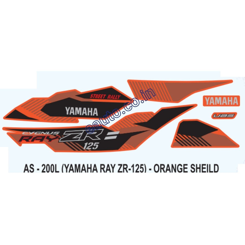 Graphics Sticker Set for Yamaha Ray ZR 125 | Orange Sticker | Both Sides