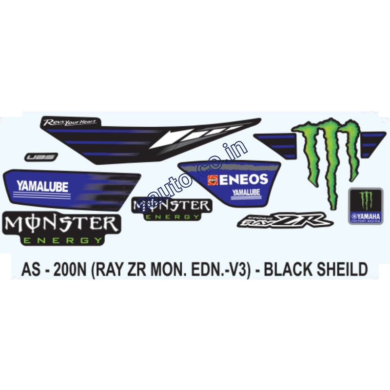 Graphics Sticker Set for Yamaha Ray ZR V3 | Monster Edition | Black & Blue Sticker