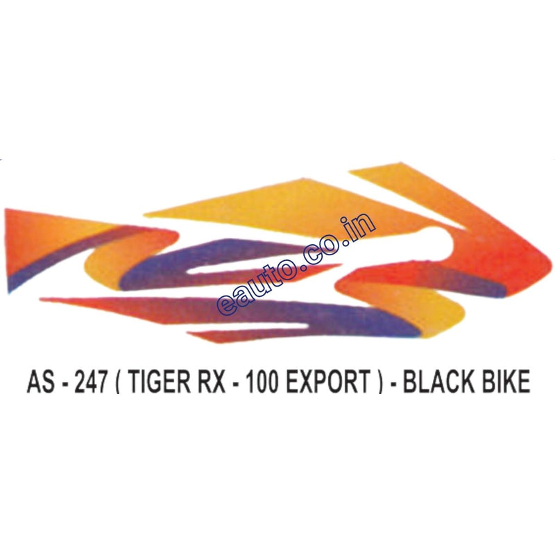 Graphics Sticker Set for Yamaha RX 100 | Tiger Export Model | Black Vehicle