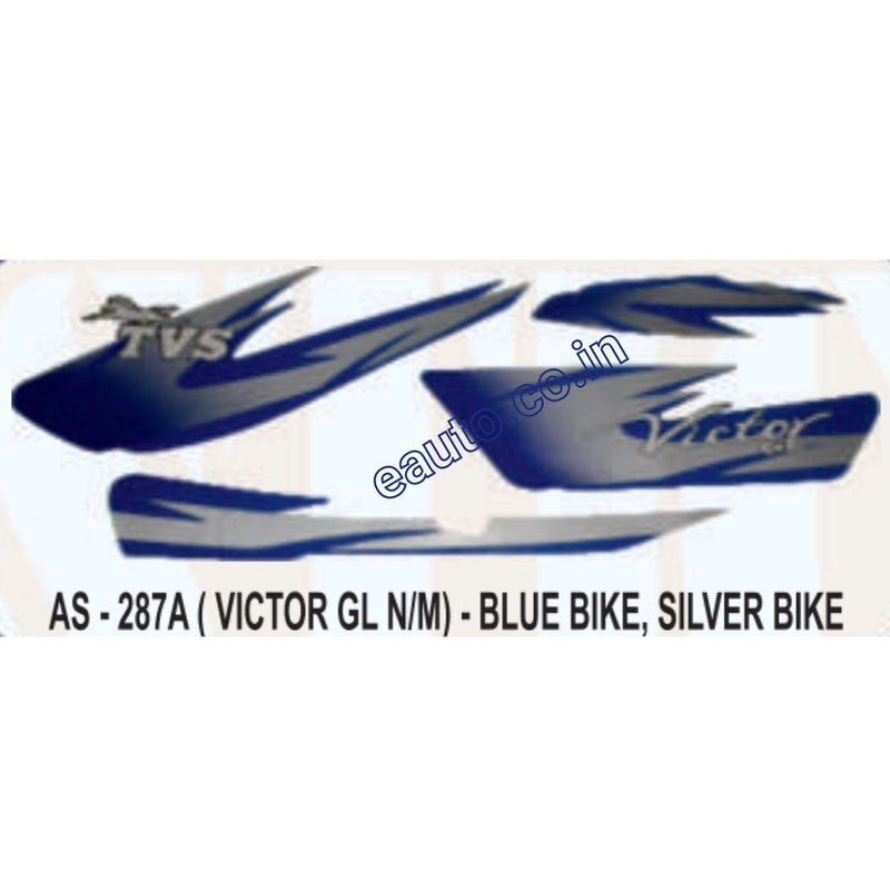 Graphics Sticker Set for TVS Victor GL | New Model | Blue & Silver Vehicle