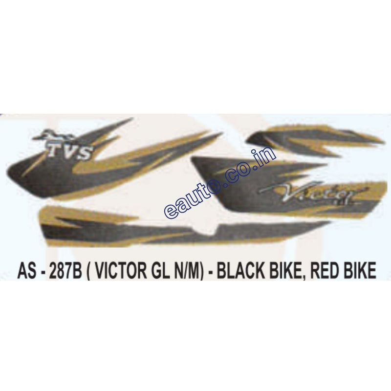 Graphics Sticker Set for TVS Victor GL | New Model | Black & Red Vehicle