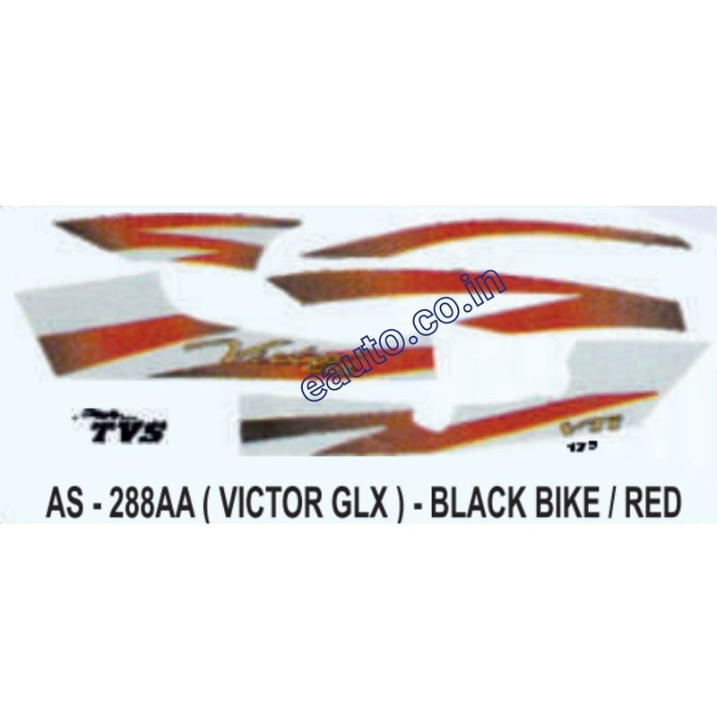 Graphics Sticker Set for TVS Victor GLX | Black Vehicle | Red Sticker