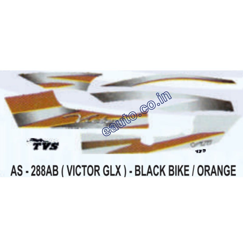 Graphics Sticker Set for TVS Victor GLX | Black Vehicle | Orange Sticker