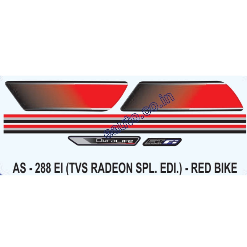 Graphics Sticker Set for TVS Radeon | Special Edition | Red Vehicle