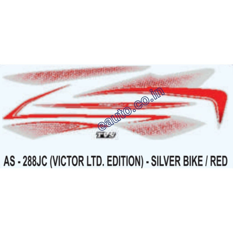 Graphics Sticker Set for TVS Victor | Limited Edition | Silver Vehicle | Red Sticker