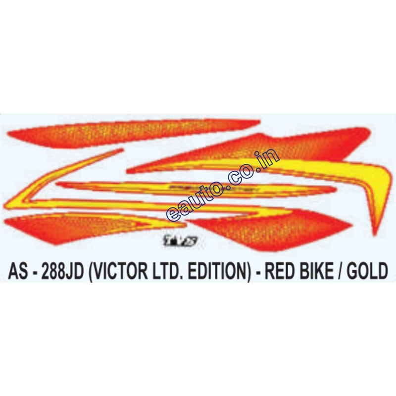 Graphics Sticker Set for TVS Victor | Limited Edition | Red Vehicle | Gold Sticker