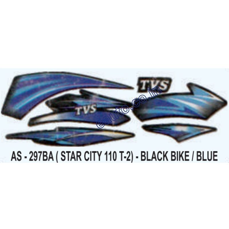 Graphics Sticker Set for TVS Star City 110 | Type 2 | Black Vehicle | Blue Sticker