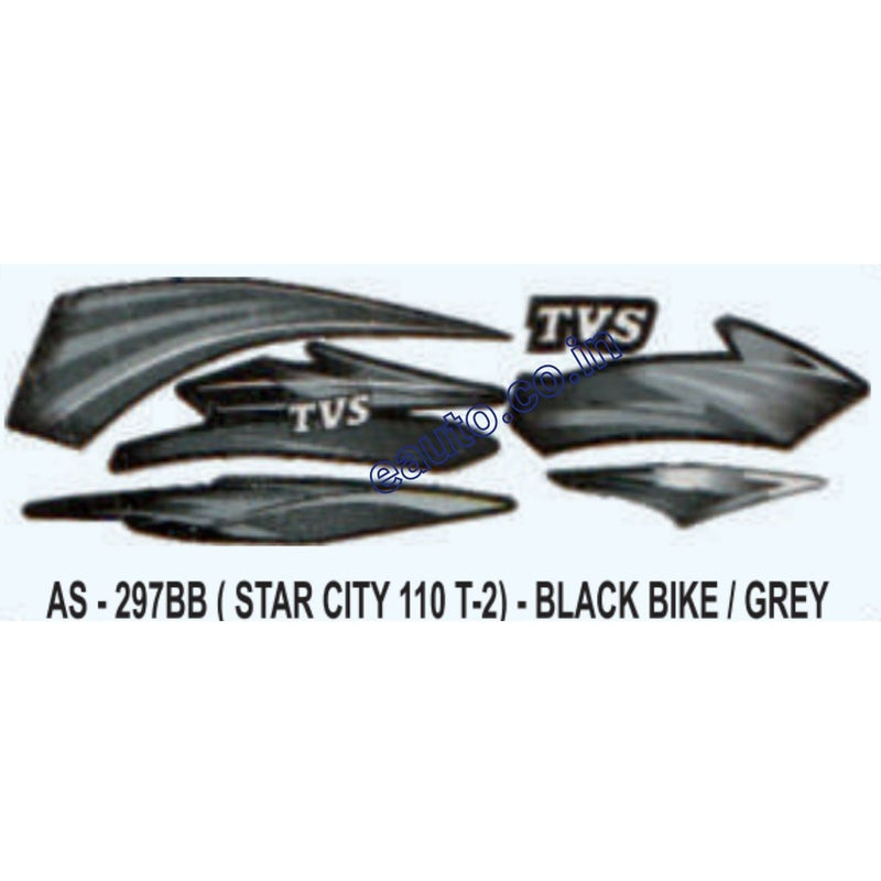 Graphics Sticker Set for TVS Star City 110 | Type 2 | Black Vehicle | Grey Sticker