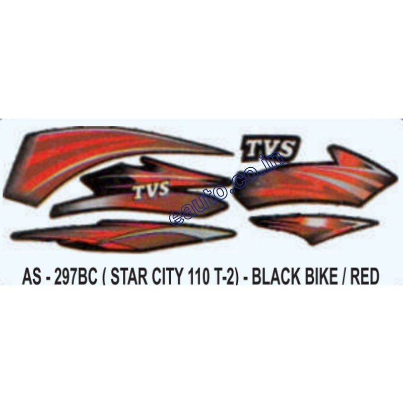 Graphics Sticker Set for TVS Star City 110 | Type 2 | Black Vehicle | Red Sticker