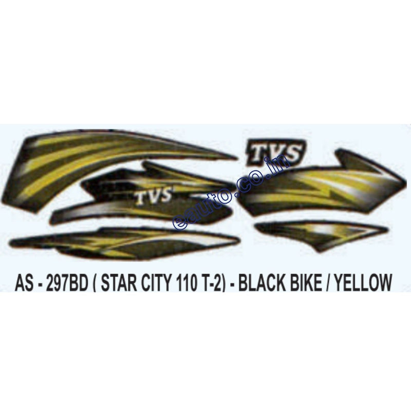 Graphics Sticker Set for TVS Star City 110 | Type 2 | Black Vehicle | Yellow Sticker