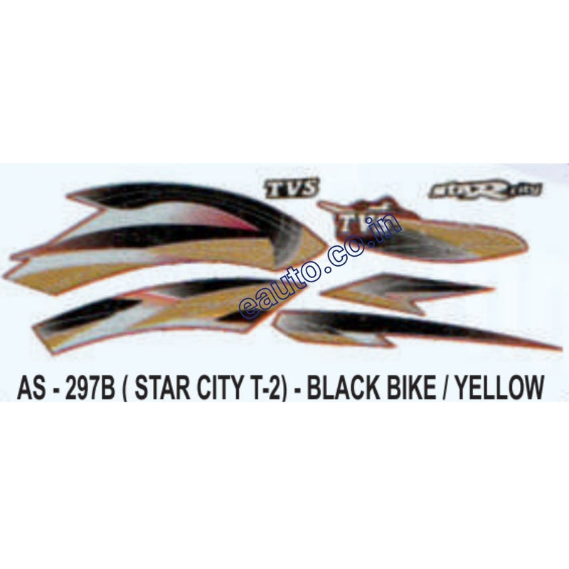 Graphics Sticker Set for TVS Star City | Type 2 | Black Vehicle | Yellow Sticker