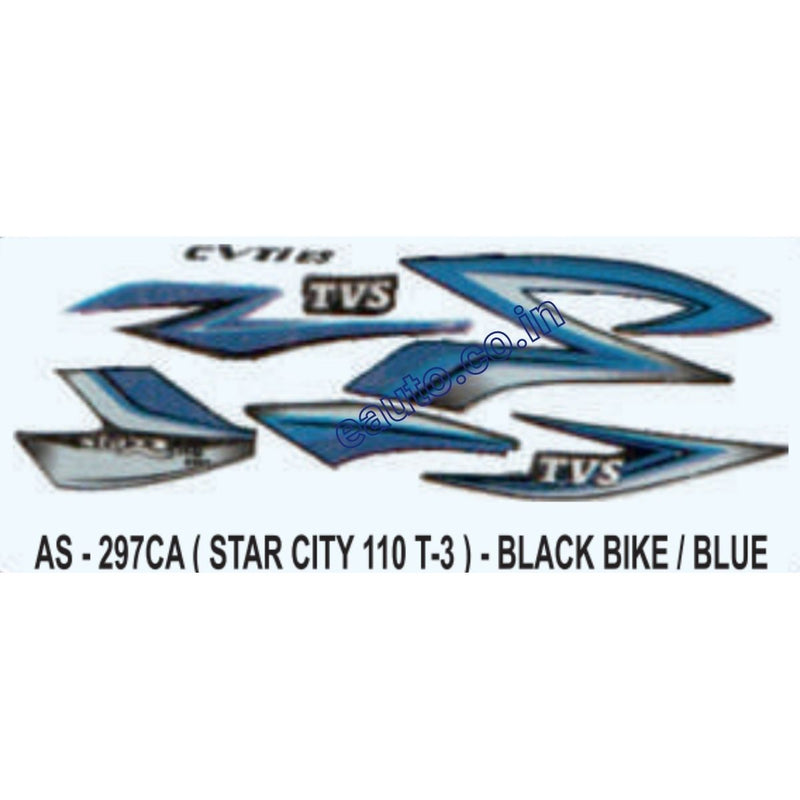 Graphics Sticker Set for TVS Star City 110 | Type 3 | Black Vehicle | Blue Sticker