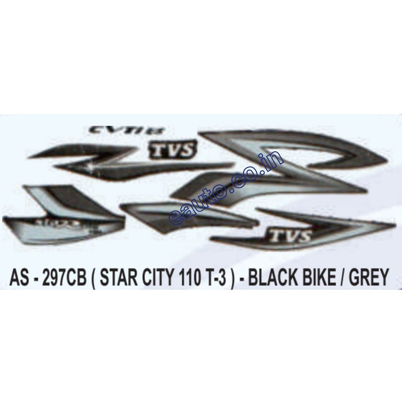 Graphics Sticker Set for TVS Star City 110 | Type 3 | Black Vehicle | Grey Sticker