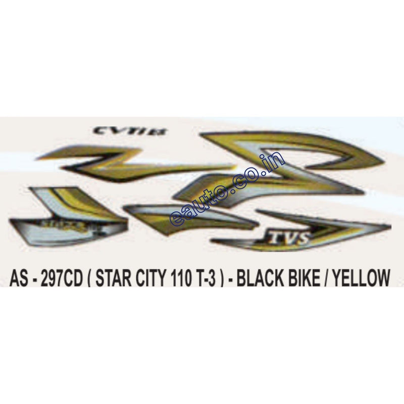 Graphics Sticker Set for TVS Star City 110 | Type 3 | Black Vehicle | Yellow Sticker