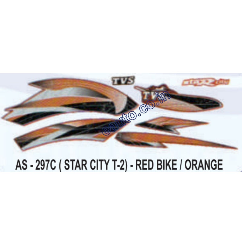 Graphics Sticker Set for TVS Star City | Type 2 | Red Vehicle | Orange Sticker