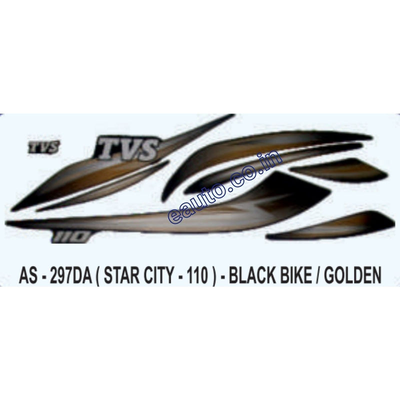 Graphics Sticker Set for TVS Star City 110 | Black Vehicle | Golden Sticker