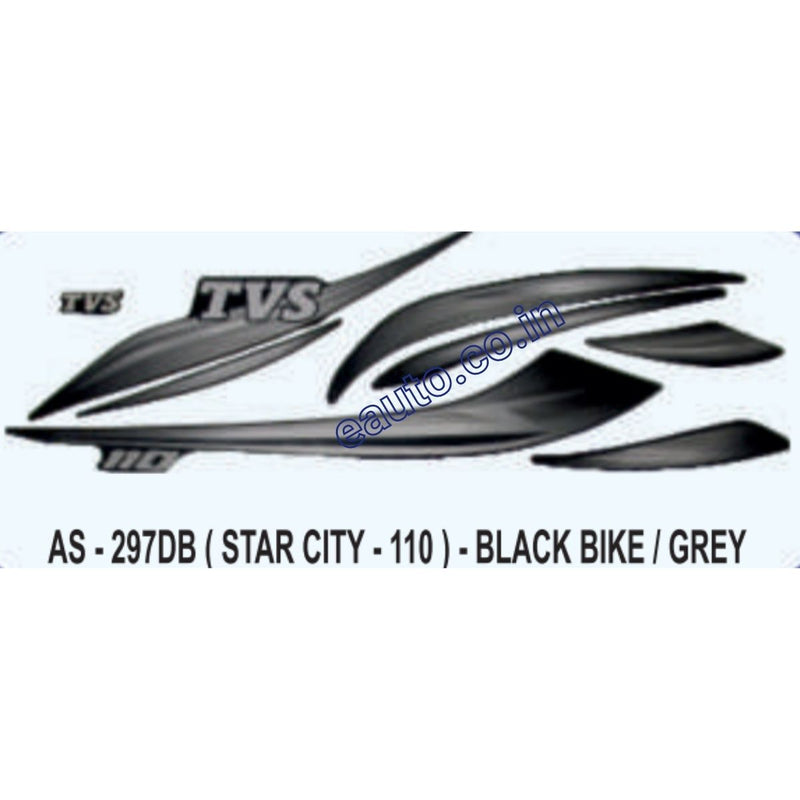 Graphics Sticker Set for TVS Star City 110 | Black Vehicle | Grey Sticker
