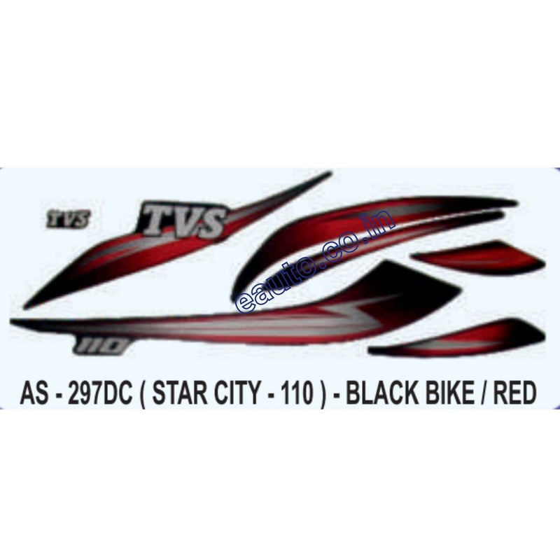 Graphics Sticker Set for TVS Star City 110 | Black Vehicle | Red Sticker