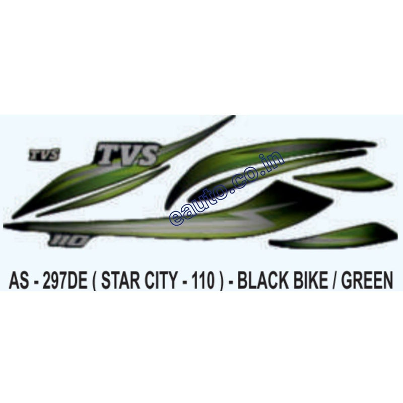 Graphics Sticker Set for TVS Star City 110 | Black Vehicle | Green Sticker